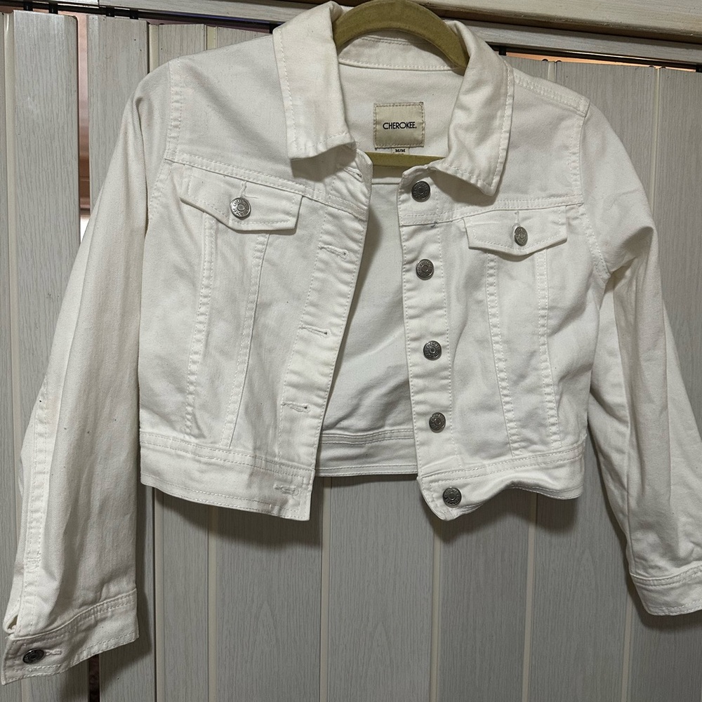 White denim cropped jacket